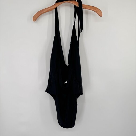 CUPSHE Womens Black Deep V One-Piece Swimsuit Large Nylon Spandex Blend new - Picture 10 of 11